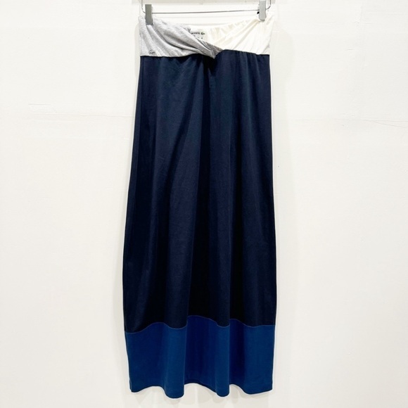 Lacoste Strapless Tube Top Colorblock Maxi Dress Size 42 - Picture 1 of 8